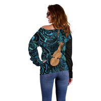 Kotiate New Zealand Off Shoulder Sweater Maori Weapon Paua Shell Haka Fern LT14 - Polynesian Pride