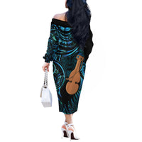 Kotiate New Zealand Off The Shoulder Long Sleeve Dress Maori Weapon Paua Shell Haka Fern LT14 - Polynesian Pride
