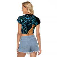 Kotiate New Zealand Raglan Cropped T Shirt Maori Weapon Paua Shell Haka Fern LT14 - Polynesian Pride