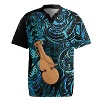 Kotiate New Zealand Rugby Jersey Maori Weapon Paua Shell Haka Fern LT14 Turquoise - Polynesian Pride