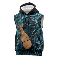 Kotiate New Zealand Sleeveless Hoodie Maori Weapon Paua Shell Haka Fern LT14 Turquoise - Polynesian Pride