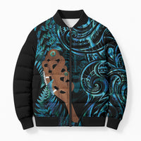 Maripi New Zealand Bomber Puffer Jacket Maori Weapon Paua Shell Haka Fern LT14 Unisex Turquoise - Polynesian Pride