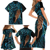 Maripi New Zealand Family Matching Short Sleeve Bodycon Dress and Hawaiian Shirt Maori Weapon Paua Shell Haka Fern LT14 - Polynesian Pride