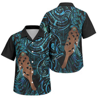 Maripi New Zealand Family Matching Tank Maxi Dress and Hawaiian Shirt Maori Weapon Paua Shell Haka Fern LT14 Son's Shirt Turquoise - Polynesian Pride