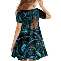 Maripi New Zealand Kid Short Sleeve Dress Maori Weapon Paua Shell Haka Fern LT14 - Polynesian Pride