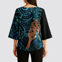 Maripi New Zealand Kimono Sleeve Blouse Maori Weapon Paua Shell Haka Fern LT14 - Polynesian Pride