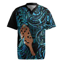 Maripi New Zealand Rugby Jersey Maori Weapon Paua Shell Haka Fern LT14 Turquoise - Polynesian Pride