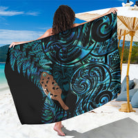 Maripi New Zealand Sarong Maori Weapon Paua Shell Haka Fern LT14 One Size 44 x 66 inches Turquoise - Polynesian Pride