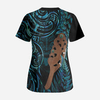 Maripi New Zealand Scrub Top Maori Weapon Paua Shell Haka Fern LT14 - Polynesian Pride