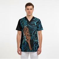 Maripi New Zealand Scrub Top Maori Weapon Paua Shell Haka Fern LT14 - Polynesian Pride