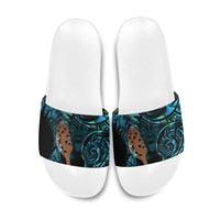 Maripi New Zealand Slide Sandals Maori Weapon Paua Shell Haka Fern LT14 Turquoise - Polynesian Pride