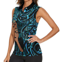 Maripi New Zealand Women Sleeveless Polo Shirt Maori Weapon Paua Shell Haka Fern LT14 - Polynesian Pride