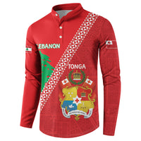 Tonga And Lebanon Button Sweatshirt 2026 Together Half Style LT14 - Polynesian Pride