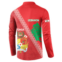 Tonga And Lebanon Button Sweatshirt 2026 Together Half Style LT14 - Polynesian Pride