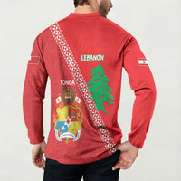 Tonga And Lebanon Button Sweatshirt 2026 Together Half Style LT14 - Polynesian Pride