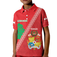 Tonga And Lebanon Kid Polo Shirt 2026 Together Half Style LT14 Kid Red - Polynesian Pride
