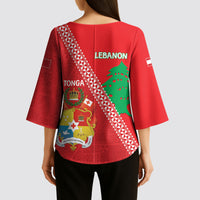 Tonga And Lebanon Kimono Sleeve Blouse 2026 Together Half Style LT14 - Polynesian Pride