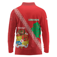Tonga And Lebanon Long Sleeve Polo Shirt 2026 Together Half Style LT14 - Polynesian Pride