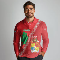 Tonga And Lebanon Long Sleeve Polo Shirt 2026 Together Half Style LT14 - Polynesian Pride