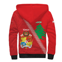 Tonga And Lebanon Sherpa Hoodie 2026 Together Half Style LT14 - Polynesian Pride