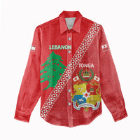 Tonga And Lebanon Women Casual Shirt 2026 Together Half Style LT14 - Polynesian Pride