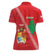 Tonga And Lebanon Women Polo Shirt 2026 Together Half Style LT14 - Polynesian Pride