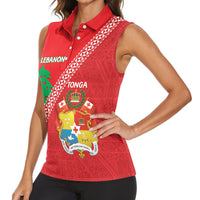 Tonga And Lebanon Women Sleeveless Polo Shirt 2026 Together Half Style LT14 - Polynesian Pride