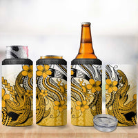 Hawaii 4 in 1 Can Cooler Tumbler Polynesian Shark Tattoo With Plumeria Gold Gradient LT14 - Polynesian Pride
