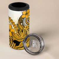 Hawaii 4 in 1 Can Cooler Tumbler Polynesian Shark Tattoo With Plumeria Gold Gradient LT14 - Polynesian Pride