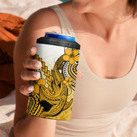 Hawaii 4 in 1 Can Cooler Tumbler Polynesian Shark Tattoo With Plumeria Gold Gradient LT14 - Polynesian Pride