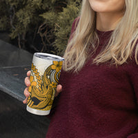 Hawaii Tumbler Cup Polynesian Shark Tattoo With Plumeria Gold Gradient