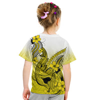 Hawaii Kid T Shirt Polynesian Shark Tattoo With Plumeria Yellow Gradient LT14 - Polynesian Pride