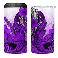 Hawaii 4 in 1 Can Cooler Tumbler Polynesian Shark Tattoo With Plumeria Purple Gradient LT14 One Size: 16 oz Purple - Polynesian Pride