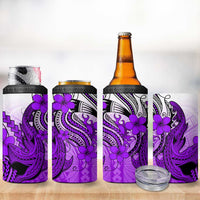 Hawaii 4 in 1 Can Cooler Tumbler Polynesian Shark Tattoo With Plumeria Purple Gradient LT14 - Polynesian Pride