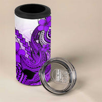 Hawaii 4 in 1 Can Cooler Tumbler Polynesian Shark Tattoo With Plumeria Purple Gradient LT14 - Polynesian Pride