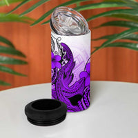 Hawaii 4 in 1 Can Cooler Tumbler Polynesian Shark Tattoo With Plumeria Purple Gradient LT14 - Polynesian Pride