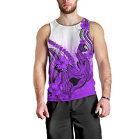 Hawaii Men Tank Top Polynesian Shark Tattoo With Plumeria Purple Gradient LT14 - Polynesian Pride