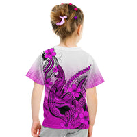 Hawaii Kid T Shirt Polynesian Shark Tattoo With Plumeria Pink Gradient LT14 - Polynesian Pride