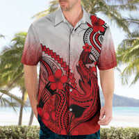 Hawaii Hawaiian Shirt Polynesian Shark Tattoo With Plumeria Red Gradient LT14 - Polynesian Pride