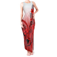 Hawaii Tank Maxi Dress Polynesian Shark Tattoo With Plumeria Red Gradient LT14 Women Red - Polynesian Pride