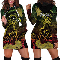 Personalised Hawaii Nene Goose Hoodie Dress Hawaiian Map Hibiscus Polynesian Art - Reggae Gradient