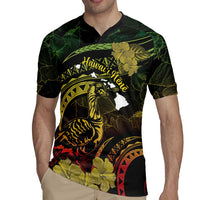 Personalised Hawaii Nene Goose Rugby Jersey Hawaiian Map Hibiscus Polynesian Art - Reggae Gradient
