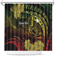 Personalised Hawaii Nene Goose Shower Curtain Hawaiian Map Hibiscus Polynesian Art - Reggae Gradient