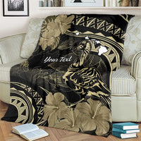 Personalised Hawaii Nene Goose Blanket Hawaiian Map Hibiscus Polynesian Art - Beige