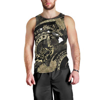 Personalised Hawaii Nene Goose Men Tank Top Hawaiian Map Hibiscus Polynesian Art - Beige