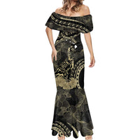 Personalised Hawaii Nene Goose Mermaid Dress Hawaiian Map Hibiscus Polynesian Art - Beige