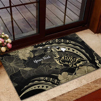 Personalised Hawaii Nene Goose Rubber Doormat Hawaiian Map Hibiscus Polynesian Art - Beige