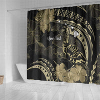 Personalised Hawaii Nene Goose Shower Curtain Hawaiian Map Hibiscus Polynesian Art - Beige