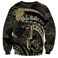 Personalised Hawaii Nene Goose Sweatshirt Hawaiian Map Hibiscus Polynesian Art - Beige