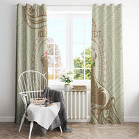 Personalised Hawaii Monk Seal Window Curtain Polynesian Tattoo With Tropical Flowers - Beige Pastel